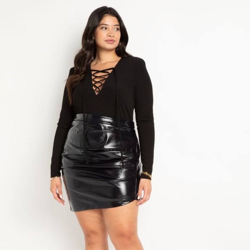eloquii leather mini skirt